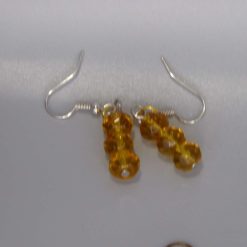 gold plated Faceted Amber Beaded Long Earrings length 4cm width 2.3cm