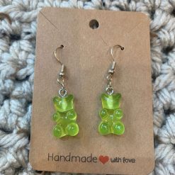 Jelly bear novelty handmade earrings - Green and Yellow