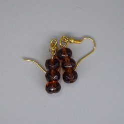 gold plated Faceted Amber Beaded Long Earrings length 4cm width 2.3cm