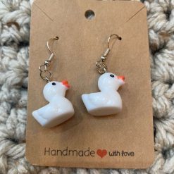 Rubber duck novelty handmade earrings - White
