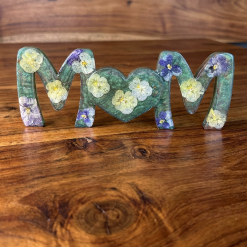 Mum Free Standing Resin Ornament. Mum Pansies
