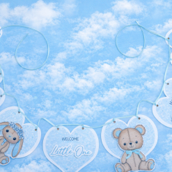Luxury Handmade Baby Boy Welcome Banner - Blue/ Hearts