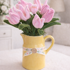 Pink Tulip Jug Arrangement – Handmade Cottage Floral Decor | Arcadia Cottage 1