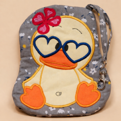 Easter Duck Zipper Purse, Duck Coin Pouch, Easter Gift, Cute Duck Bag Charm, Cotton Zipper Pouch, Handmade Coin Purse, Kids Easter Basket Filler
