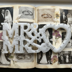 Mr& Mrs Free Standing Resin Ornament. Wedding  2 tier Heart