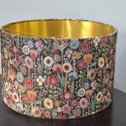 Flower Meadow handmade lampshade with brushed gold lining