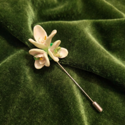 Handmade Snowdrop Pin Brooch, made from polymer clay, groomsman wedding buttonhole, Spring Flower Lapel Pin