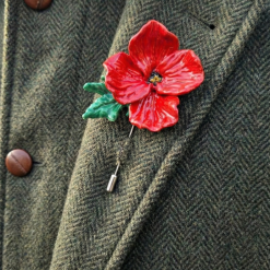 Red Poppy Brooch | Elegant Floral Stick Pin | Glossy Botanical Lapel Pin | Nature Inspired Jewellery