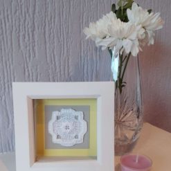 Hardanger Embroidery Flower Picture - White Frame