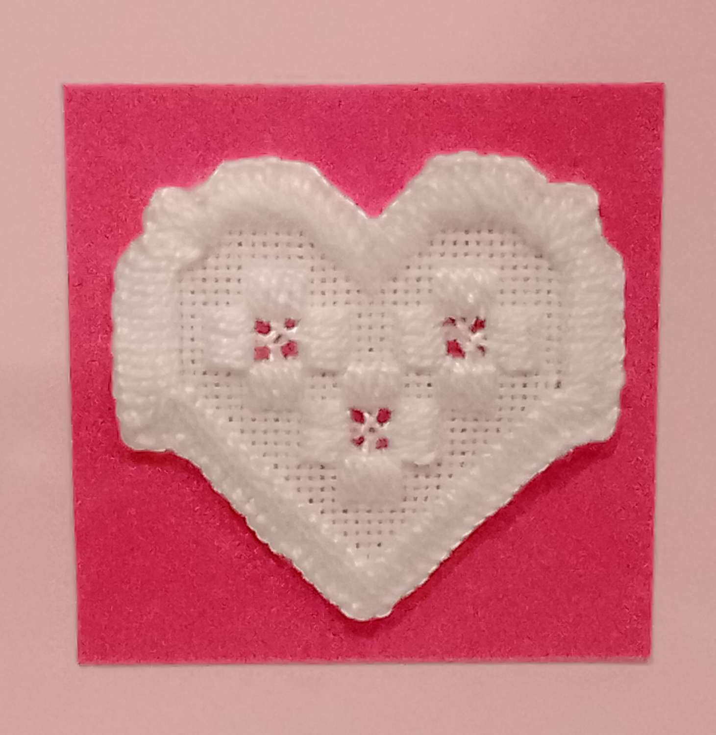 Hardanger Embroidery Heart Picture - White Frame Hardanger Embroidery Heart Picture - White Frame