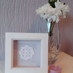 Hardanger Embroidery Star Picture - White Frame