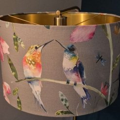 Flower Meadow handmade lampshade with brushed gold lining