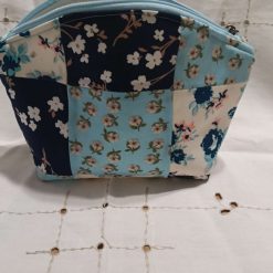 Pretty Zip Pouch - Blue and Cream Floral