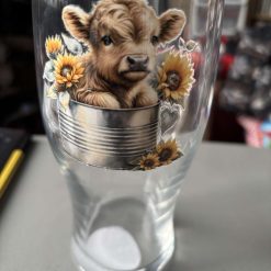 Highland cow pint glass