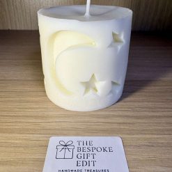 Celestial Moon & Stars Embossed Pillar Candle