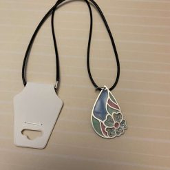Handmade Teardrop Resin Pendant Necklace | Floral Design 🩵🩷 1