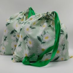 Daisy Fabric Drawstring Gift Bags x2