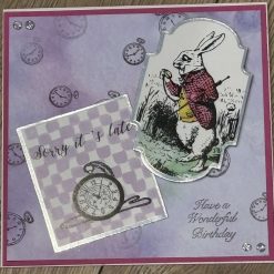 White rabbit belated birthday card