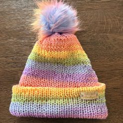 Rainbow Sparkle Pom Pom Hat
