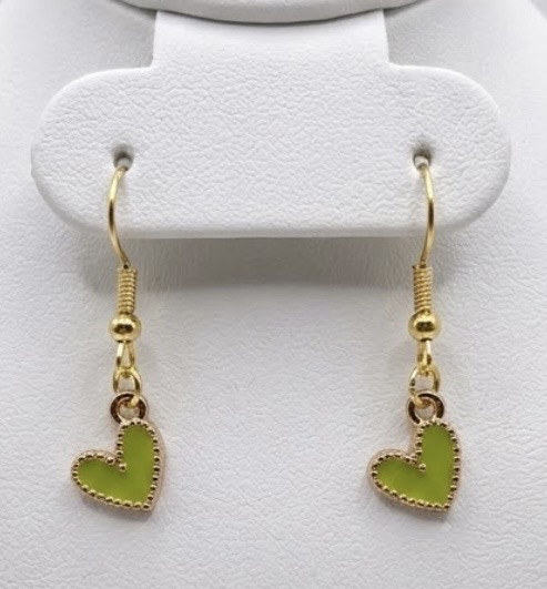 Small Green and Gold Heart Earrings Small Green and Gold Heart Earrings