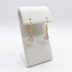 Small Gold and White Heart Earrings