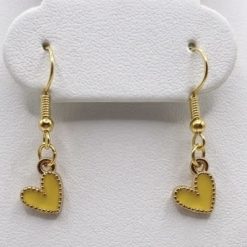 Small Yellow and Gold Heart Earrings