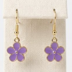Purple Flower With a Gold Centre Earrings