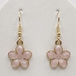 Pink and Gold Pearlescent Flower Earrings