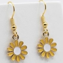 Yellow, White and Gold Flower Earrings