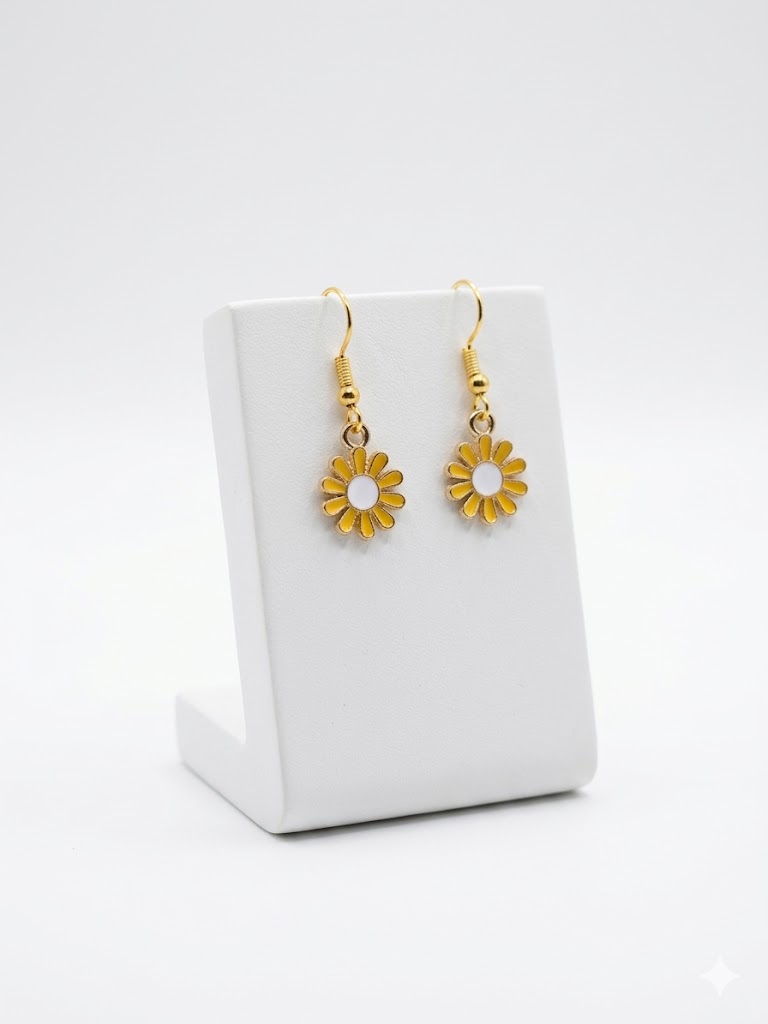 Yellow, White and Gold Flower Earrings Yellow, White and Gold Flower Earrings