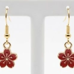 Small Red and Gold Flower Earrings