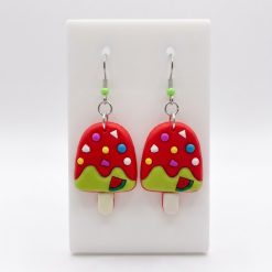Red and Green Sprinkle Design Lollipop Earring