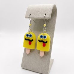 Yellow Ice Lolly Funny Face Earrings