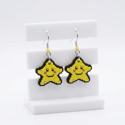 Pixellated Faced Star Earrings