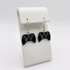 Metal Black and Silver Coloured Video Game Controller Earrings