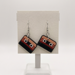 Retro Pink, Red and Black Cassette Tape Earrings