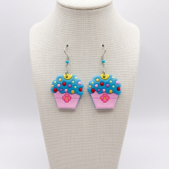 Blue and Pink Cupcake Earrings
