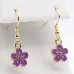 Purple and Gold Flower Earrings