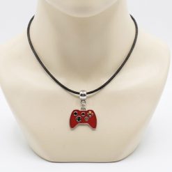 Red Metal Video Game Controller Necklace