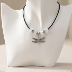 Clear Beads With Silver Dragonfly Charm