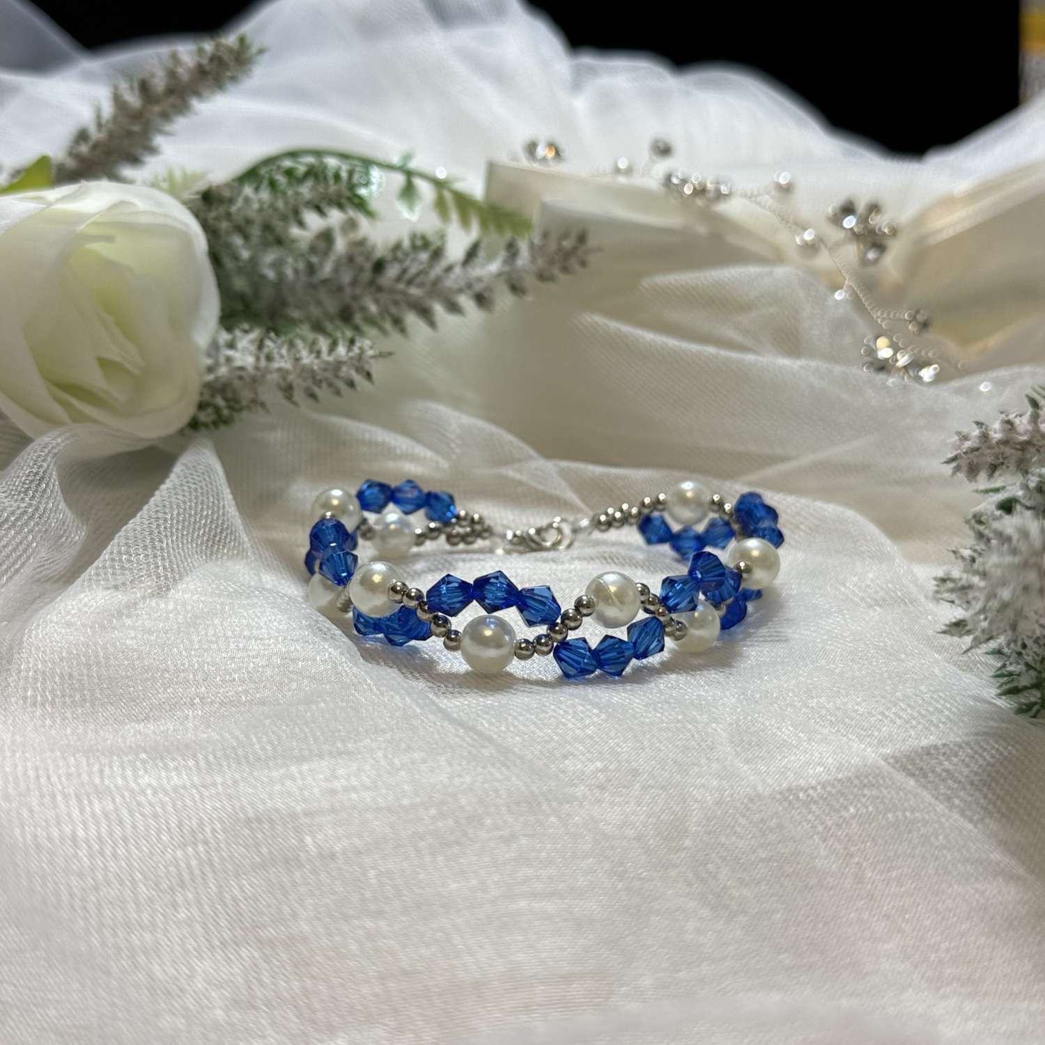 Sapphire Blue & Pearl Bracelet Sapphire Blue & Pearl Bracelet