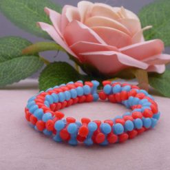 blue and red tri beaded Bracelet 17.8 cm