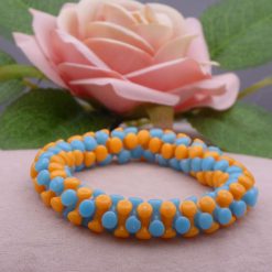 blue and orange tri beaded Bracelet 15.9 cm
