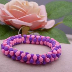 pink and purple tri beaded Bracelet 16.5 cm