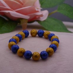 gold and blue miracle beaded Bracelet 15.2 cm