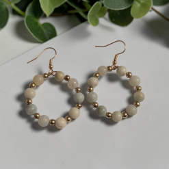 Natural Stone & Gold Beaded Earrings