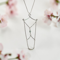 Wire Necklace With Pearl Beads Silver Plated Necklace