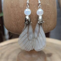 Fairy wing earrings - silver/white