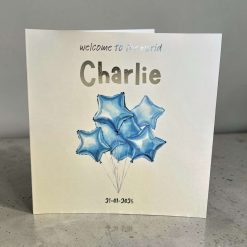 New baby Blue Balloons Personalised Card