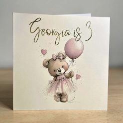 Teddy with Balloon Personalised Birthday Card